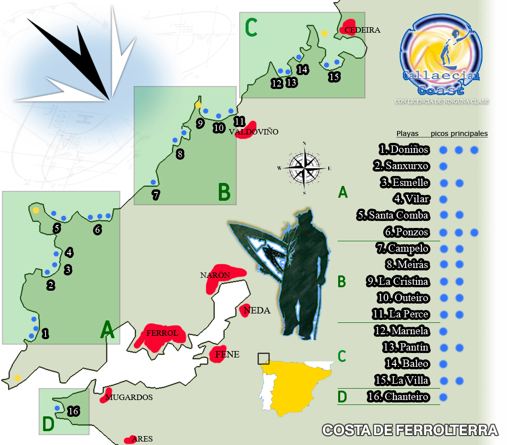 mapa de las playas
