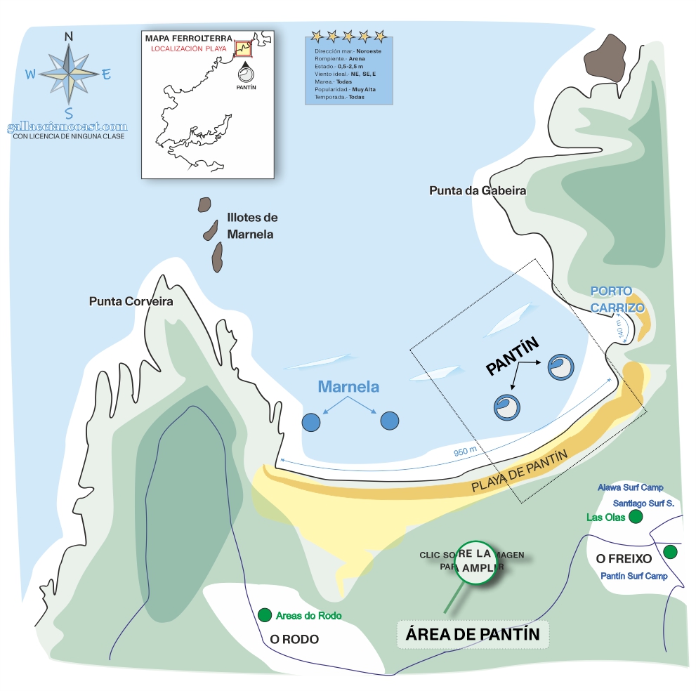 Mapa playa de Pantín